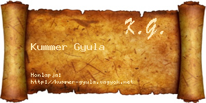 Kummer Gyula névjegykártya